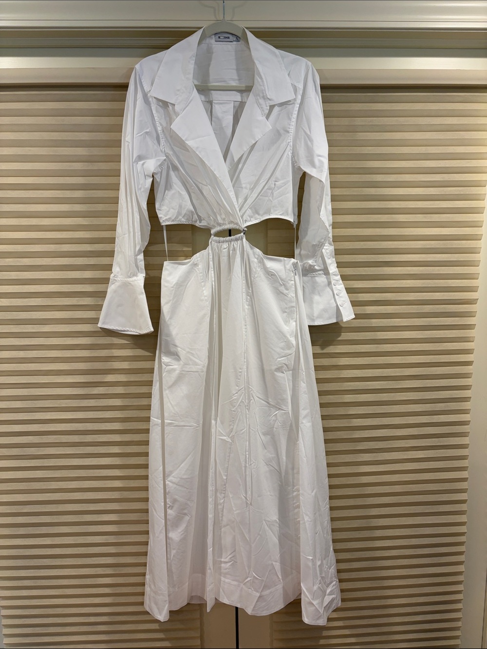 NWOT Simkhai White Cutout Shirt Midi Dress, Size M